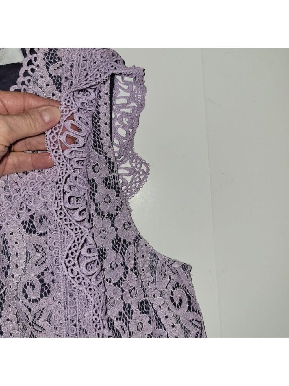 Anthropologie Eri + Ali Sydney Lace Blouse In Lavender Lined Women's Size XS - Picture 4 of 10